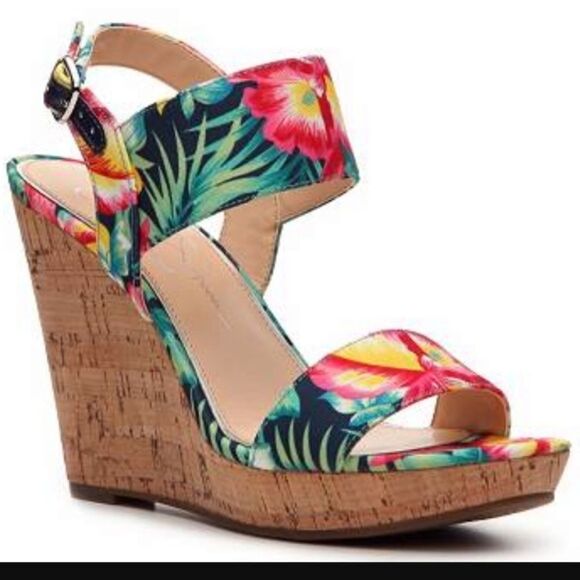JESSICA SIMPSON JEISHA FLORAL WOMEN"S MULTICOLOR PEEP TOE ANKLE STRAP SANDAL - Picture 14 of 14